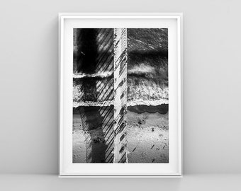 California Photography Digital Print | Hermosa Beach Pier Aerial | Coastal Wall Art Decor | Los Angeles | Black and White