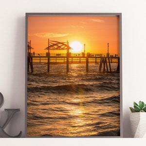 Kalifornien Fotografie Digitaldruck | Redondo Beach Pier Sunset Golden Hour | Küstenwand Kunst Dekor | Los Angeles