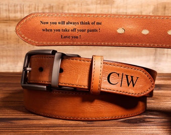Cinturón personalizado hecho a mano - Regalo de aniversario - Regalo del Día del Padre - Cinturón de cuero grabado - Regalo para padrinos de boda - Cuero genuino - Regalo para novio