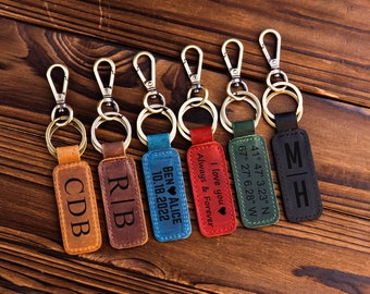 Father's Day gift, Personalized Leather Keychain, Mens gift, Engraved Leather Keychain, Custom Keychain, Boyfriend Gift for Men,Gift for Dad