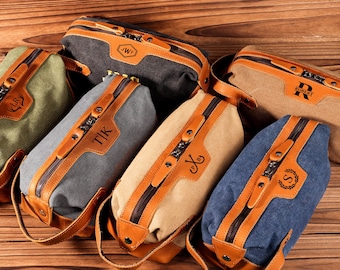 Engraving Men's Travel Toiletry Bag, Groomsman Gift, Canvas Toiletry Bag, Anniversary Gift For Men, Custom Gift For Dad, Christmas gift