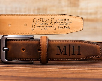 I Love Your Face Especially When It's Between My Legs Leather Belt, Custom Engraved Leather Belt, Anniversary Gift For Boyfriend Husband