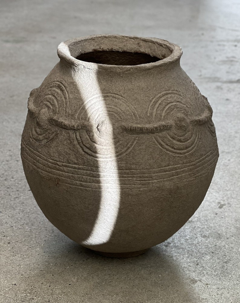 Minimalistic Rustic African Pottery-Style Lobi Paper Mache Vessel Vessel 1