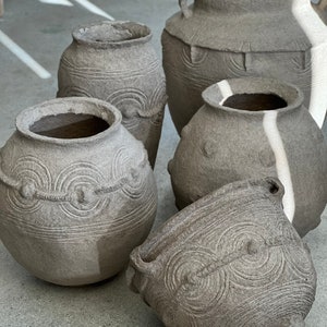 Minimalistic Rustic African Pottery-Style Lobi Paper Mache Vessel image 1