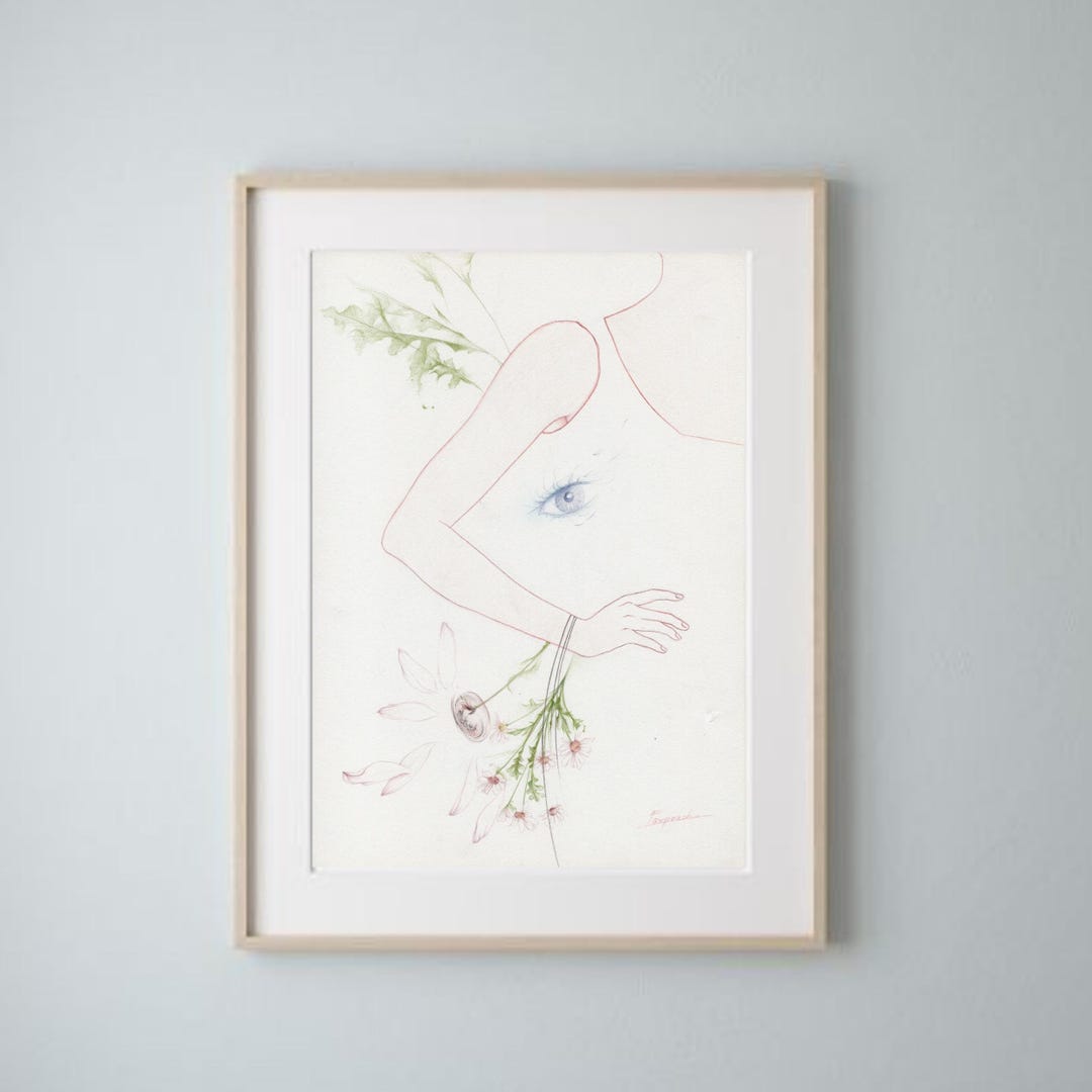 Floral Line Art Print, Botanical Wall Art Download, Minimalist Flower ...