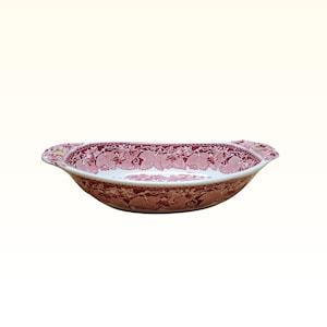 Vintage Masons Vista Oval Serving Bowl, Pink Ironstone Dish, Double Handled Vegetable Bowl, Replacement Bowl, 1970s Tableware, Transferware