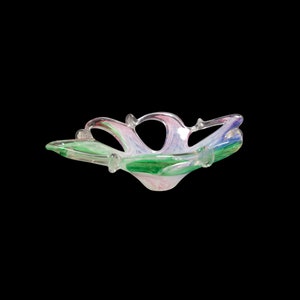 Vintage Murano Art Glass Bowl: Green, Pink & Blue Cased Glass