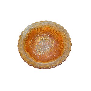 Vintage Imperial Marigold Carnival Glass Bowl: 1930s Grape Pattern