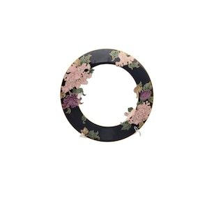 Fitz & Floyd Cloisonne Peony Black 7.5-inch Salad Plate, Vintage Japanese China Floral Plate, Formal Dining Dinnerware, Tableware