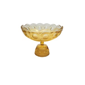 Vintage Bartlett Collins Amber Compote Bowl: St. Genevieve Pedestal Centerpiece
