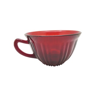Anchor Hocking Royal Ruby Cup, Old Cafe Pattern, Red Glassware, Depression Glass Farmhouse Style Kitchen Table Decor, Coffee Cup, Teacup