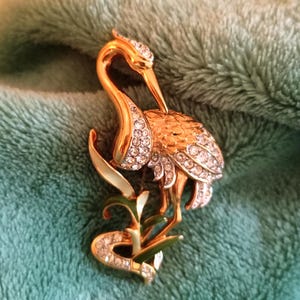 Vintage A&S Signed ATTWOOD and SAWYER Goldplated Enamel Bird Brooch