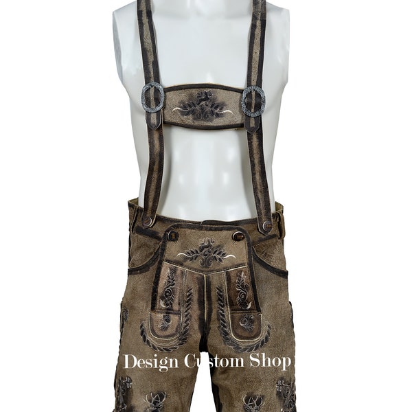 Lederhosen Oktoberfest Bavarian Handmade Shorts/Trousers For Men's