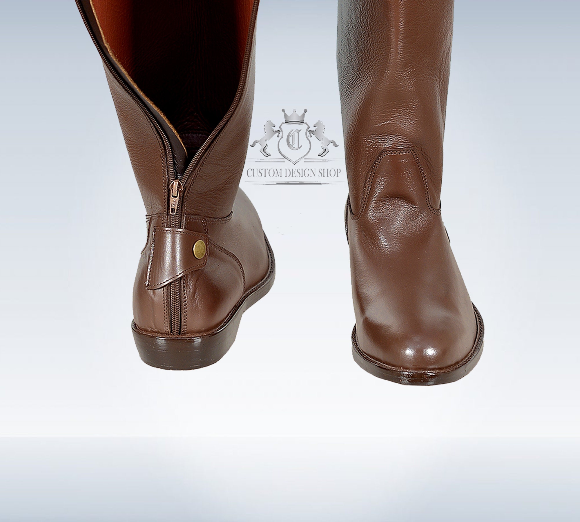 Riding Boots With Leather Sole, Horse Riding Long Leather Boots, Tall