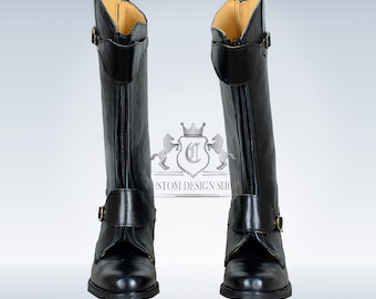 Bottes d'équitation homme, hautes bottes d'équitation, longues bottes en cuir noires, chaussures d'équitation pour homme, cadeau pour lui