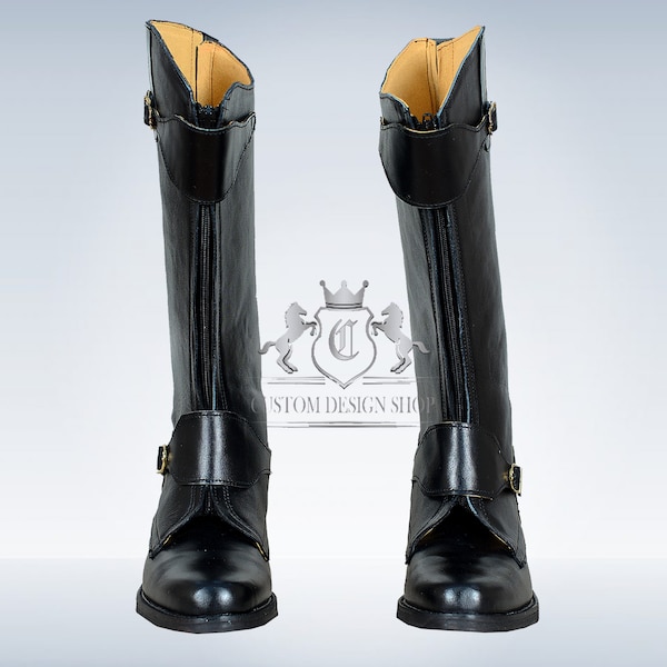 Bottes d'équitation homme, hautes bottes d'équitation, longues bottes en cuir noires, chaussures d'équitation pour homme, cadeau pour lui