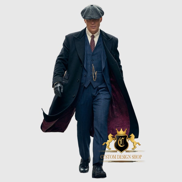 Manteau noir Peaky Blinders Thomas Shelby pour homme | Trench-coat Thomas Shelby fait à la main | Vêtements d'extérieur gothiques cosplay | Cadeau spécial pour lui