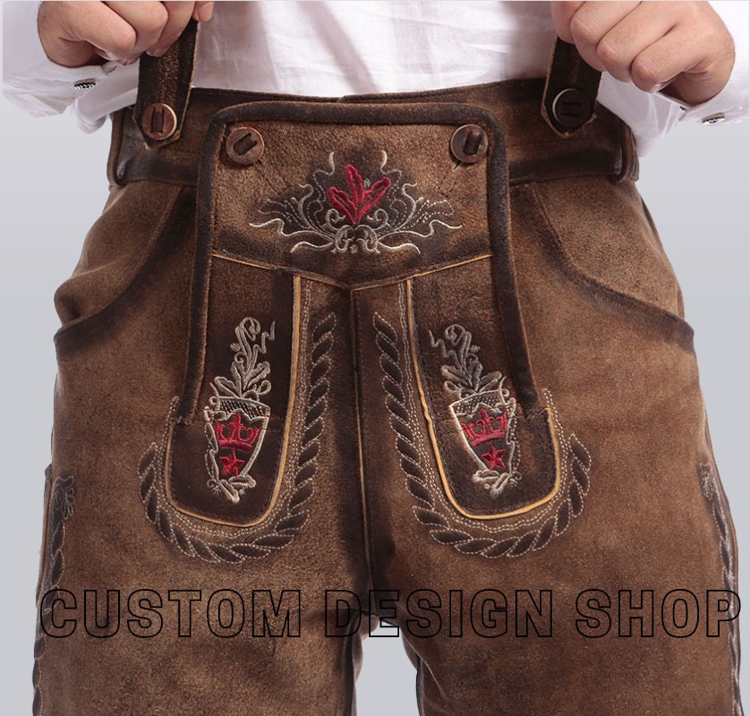 Lederhosen Oktoberfest Handmade Modern Leather Short / Trouser for Men ...