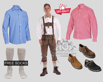 Lederhosen | Men's Lederhosen Outfit | Oktoberfest Lederhosen Set | German Men Lederhosen Set | Oktoberfest Bundhosen Dress | Christmas Gift