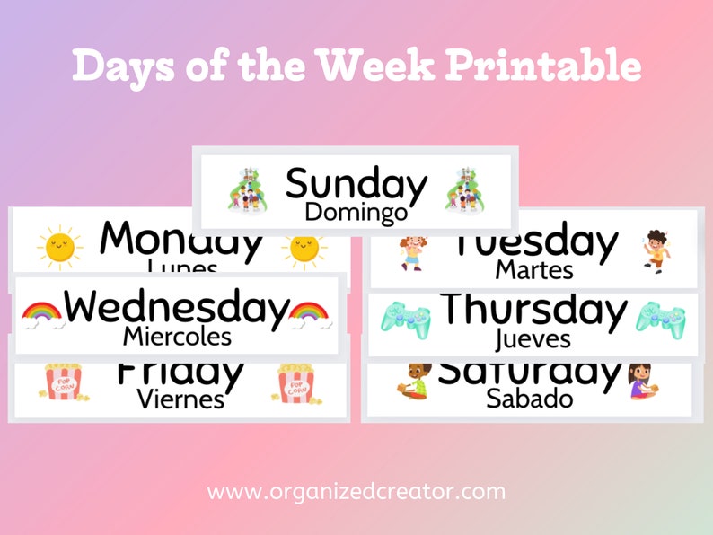 Days of the Week Calendar Printable | Learning the Days of the Week ...