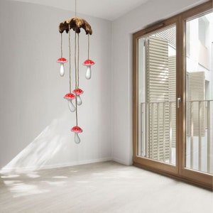 Hand-painted red Mushroom Wind Chime, Wood Wind Chime, Handmade Wind Chime, Gardening Gift, Yard Art, Housewarming Gifts, Valentine Day Gift