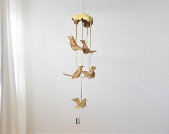 Wooden Bird Wind Chime, Handmade Wind Chime, Bird Sculpture, Tree Deco, Outdoor Decoration, Gardening Gift, Yard Art Deco, Valentine Gift