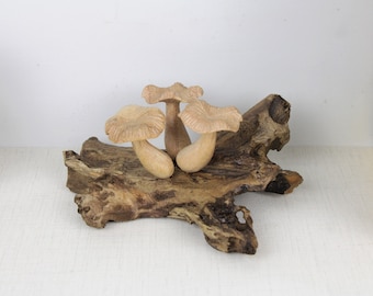 Unique Mushroom Sculpture, Personalized Statue, Hand Carved Miniature, Wood Carving, Wooden Figure, Wedding, Handmade Deco For Christmas Day