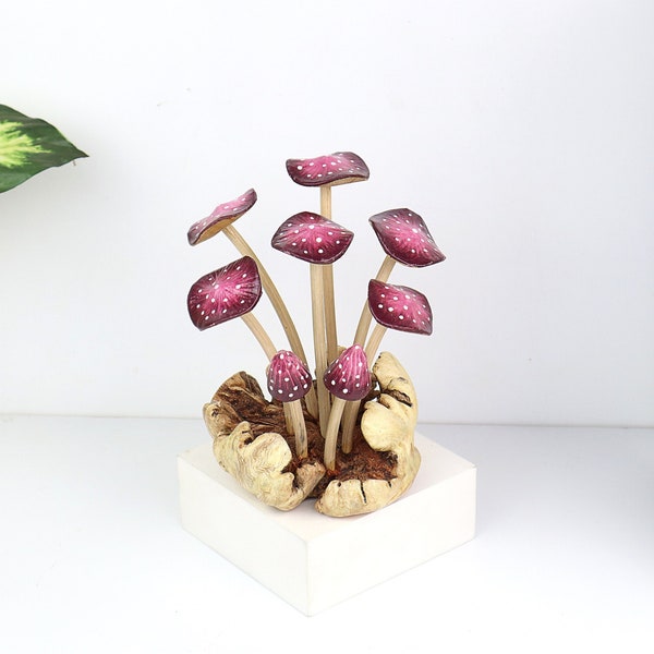 Purple Mushroom Sculpture, Fairy Garden Decor, Cute Mushroom Figurine, Miniature Fantasy Statue, Home Office Decor, Mothers Day Gift.