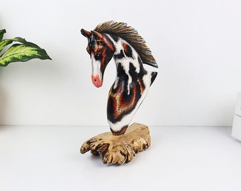 手作りの木製馬の彫刻、ユニークな素朴な芸術 - Etsy 日本