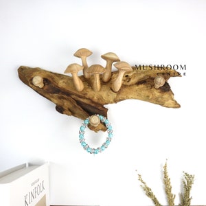 Wooden Hooks With Mushroom Wall Art, Mushroom Hook For Accessories, Vintage Wood Wall Hook, Mushroom Wall Art, Unique Hook, Valentine Gift
