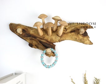 Wooden Hooks With Mushroom Wall Art, Mushroom Hook For Accessories, Vintage Wood Wall Hook, Mushroom Wall Art, Unique Hook, Valentine Gift