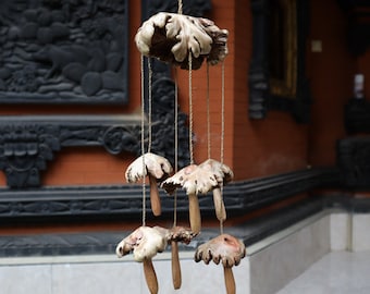 Handmade Wooden Mushroom Wind Chimes Decorations, Wind Chime For Indoor Decorations, Handmade Art Mushroom Wind Chime for Gifts