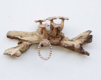 Wooden Hooks With Mushroom Wall Art, Mushroom Hook For Accessories, Vintage Wood Wall Hook, Mushroom Wall Art, Unique Hook, Valentine Gift