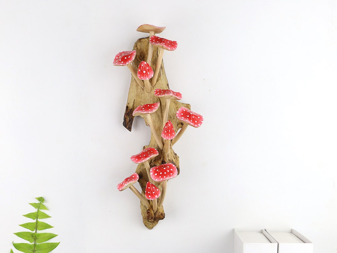 Red Mushroom Wall Art, 3d Sculpture Wall Art, Hand-painted Product ...