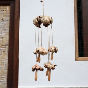 Handmade Wooden Mushroom Wind Chimes Decorations, Wind Chime For Indoor Decorations, Handmade Art Mushroom Wind Chime for Mothers Day Gifts image 4