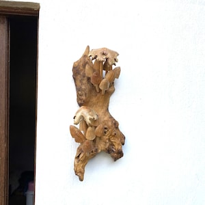 Wooden Mushroom Wall Art, Mushroom Wall Hanging, Home Deco and Living, Handicraft Sculpture, Handmade Deco, Handicraft Gift For Valentine