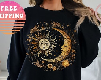 Sun and Moon Sweatshirt Astrology Sweatshirt Celestial Sweatshirt Fall Sweater Moon sweatshirt Astronomy Shirt Cute Vintage Retro Sweathirt