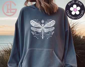 Dragonfly Comfort Colors Hoodie Dragonfly Gifts Butterfly Hoodie Butterfly Gifts Spiritual Hoodie Vintage Retro Sweatshirts Spiritual Gifts