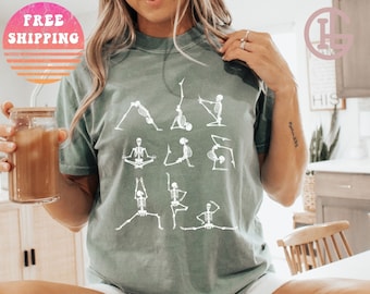 Yoga Skeletons Retro Halloween Shirt Comfort Colors Shirt Vintage Skeleton Shirt Cute Oversized Yoga Shirt Yoga Teacher Shirt Funny Yoga Tee