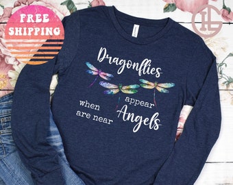 Dragonfly Shirt Bella Canvas Long Sleeve Angel Shirt Dragonfly Gift Spiritual Shirt Spiritual Gift Christian Shirt Christian Gift Faith Gift