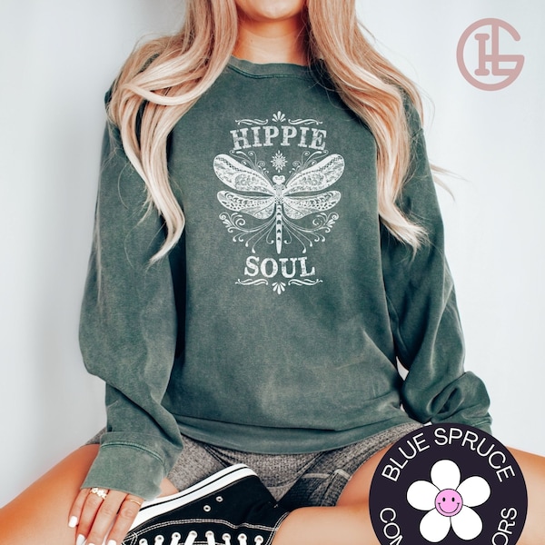 Comfort Colors Sweatshirt Retro SweatShirt Hippie Sweater Hippie Shirt Hippie Soul Sweatshirt Dragonfly Shirt Dragonfly Gifts Hippie Gifts