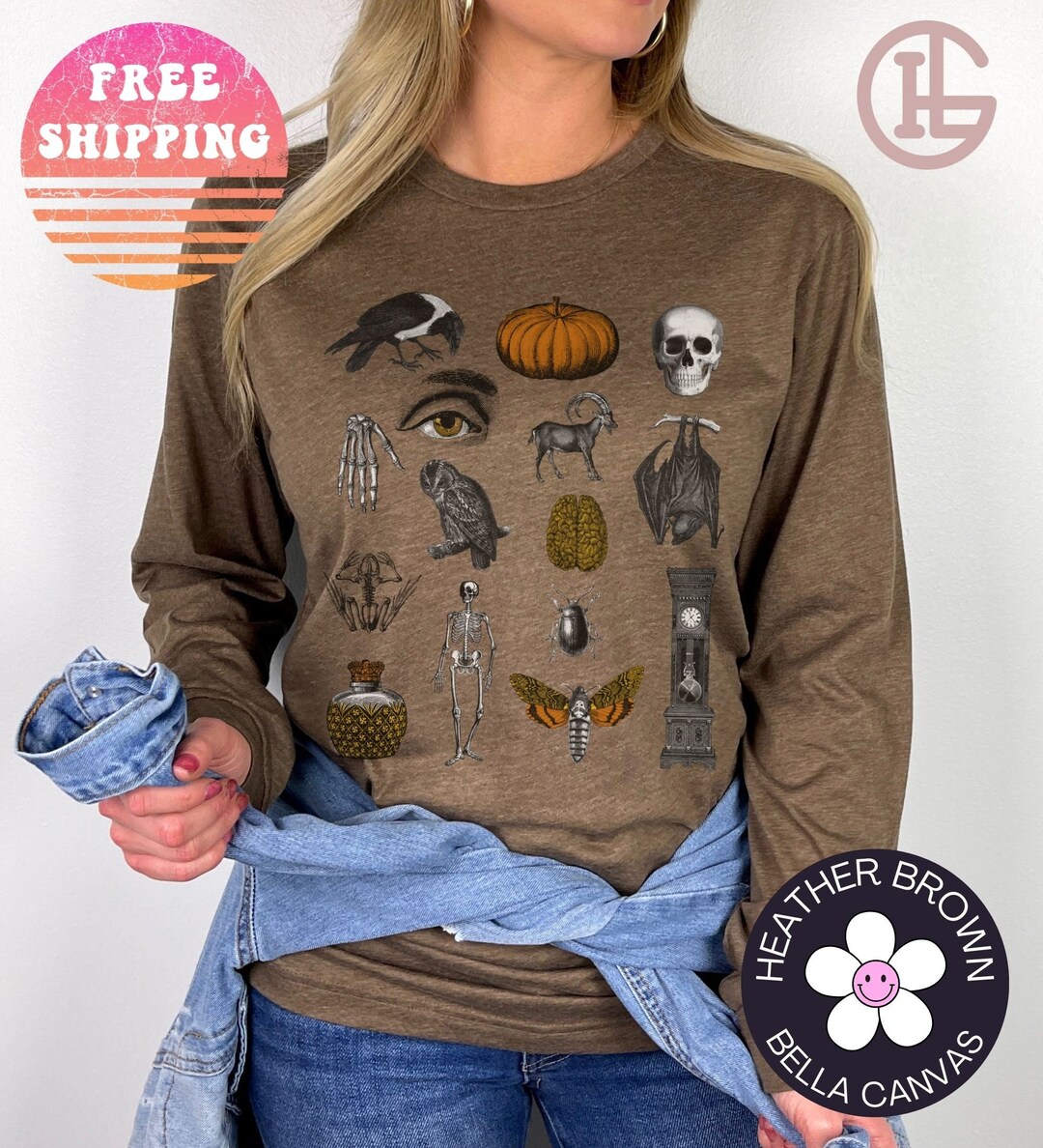 Halloween Long Sleeve Shirt Witchy Gift Halloween Doodles Etsy