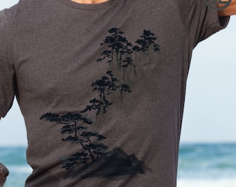 Mens 100% Organic Cotton Tshirt Hiking Shirt Men Hiking Gifts Camping Shirt Men Camping Gift Mountain Shirt Minimalist Shirt Landscape Shirt