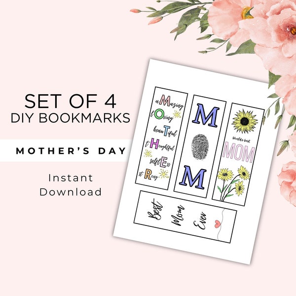 Charming Mother's Day DIY Bookmarks | | Printable Bookmark Bundle | Personalized Mother's Day Bookmarks | Unique Gift for Mom