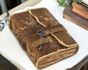 Handmade Leather Tree of Life Journal: Vintage Book of Shadows