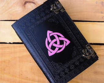 Personalized Celtic Triquetra Leather Journal, Embossed Trinity Knot Notebook, Irish Heritage Diary