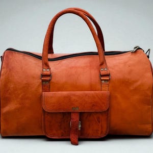 Handmade Leather Duffle Bag: Rustic Vintage Weekender, Cabin Size