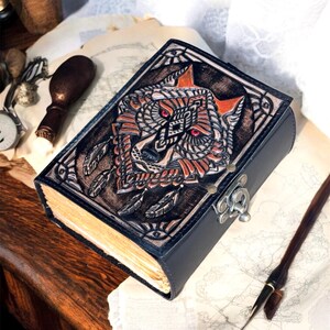 Handmade Leather Journal custom notebook Wolf Embossed Personalized Journal Blank Spell Book of shadows Grimoire journal Writer's Gift