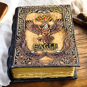 Handmade Leather Journal: Eagle Embossed Spell Book, Vintage Travel Diary