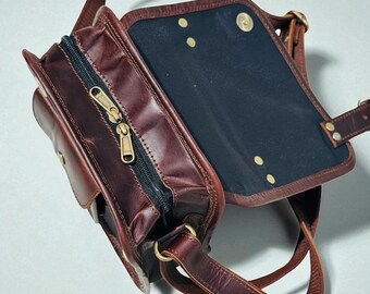 Petit Sac Messager Bandoulière En Cuir Vintage Pour Homme - Taille Small - Couleur Marron #02 - Neuf Avec étiquettes